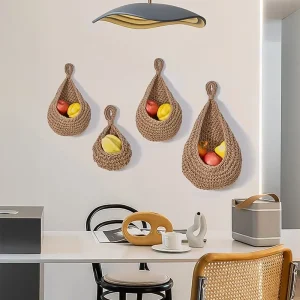 3 Pcs Handwoven Hanging Wall Fruit Basket