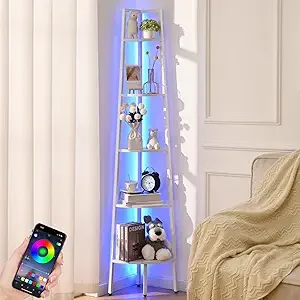 Corner Shelf, 5-Tier  with LED Light