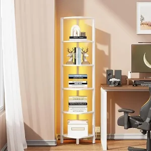 6 Tier Corner Shelf with LED Light,