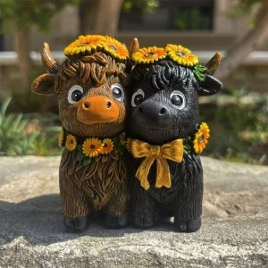 Handcrafted Metal Highland Cows Decor