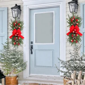 Artificial Pre-lit Pinecones & Bowknot Bells Christmas Decor